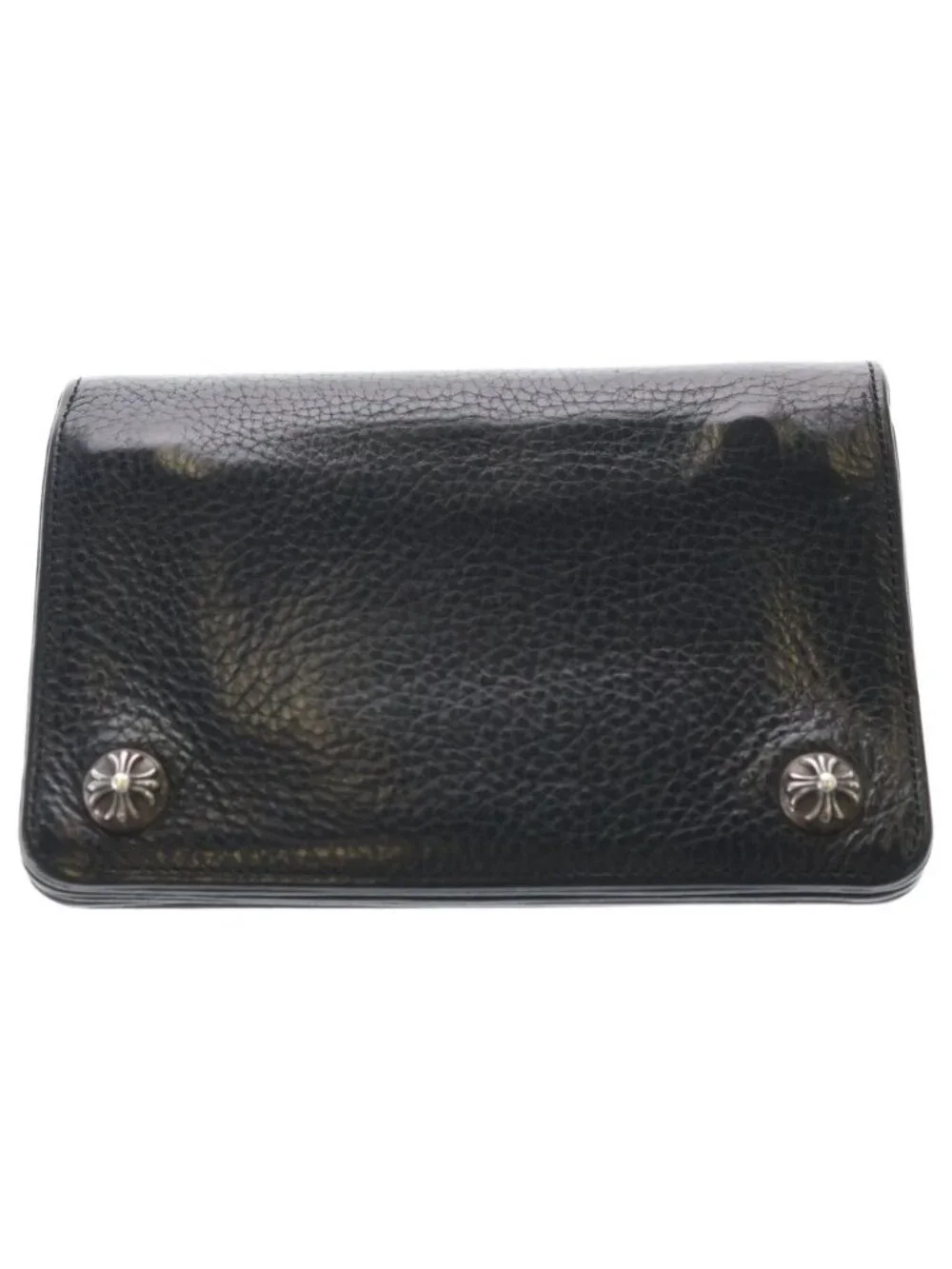 Chrome Hearts Cross Ball Button Leather Wallet Black